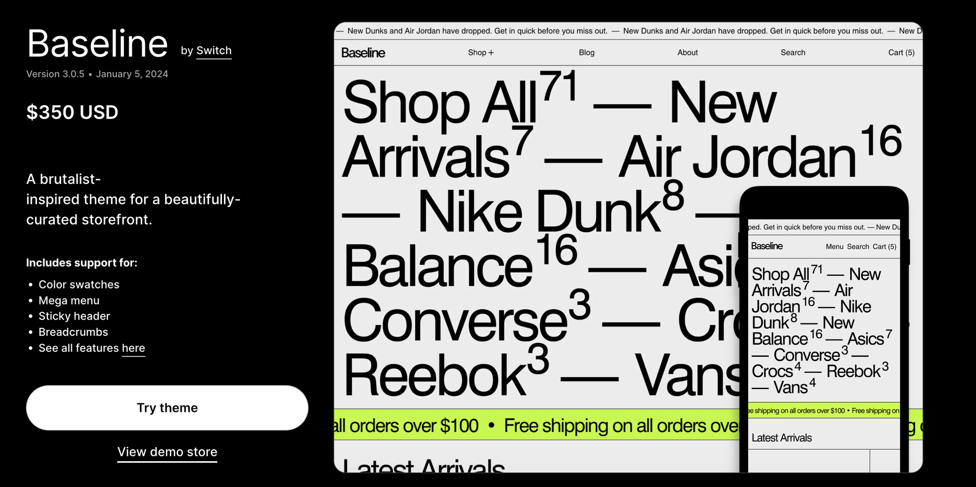 Baseline Shopify Theme