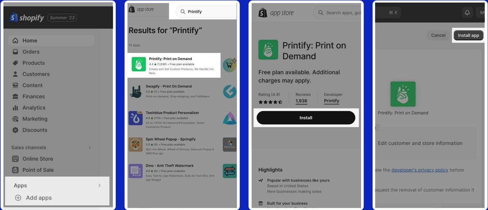 add printify from shopify