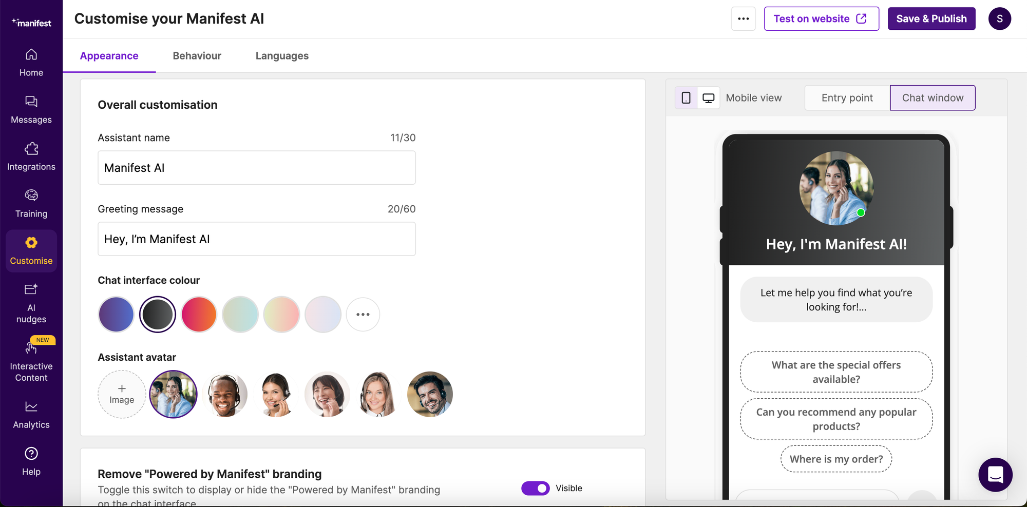 customise your live chat