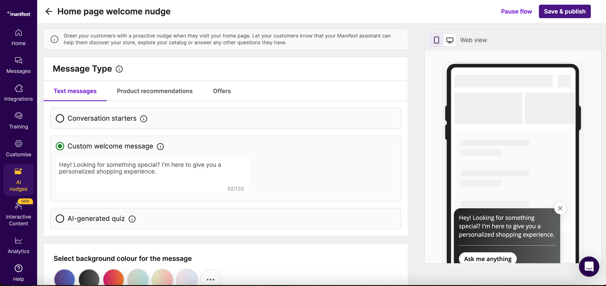 live chat welcome message