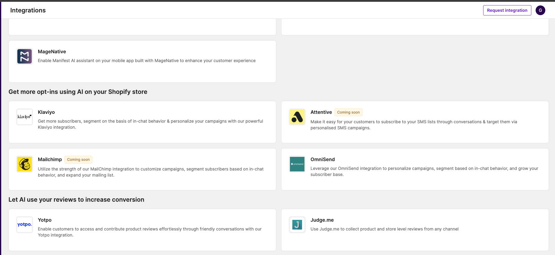 manifest ai integrations
