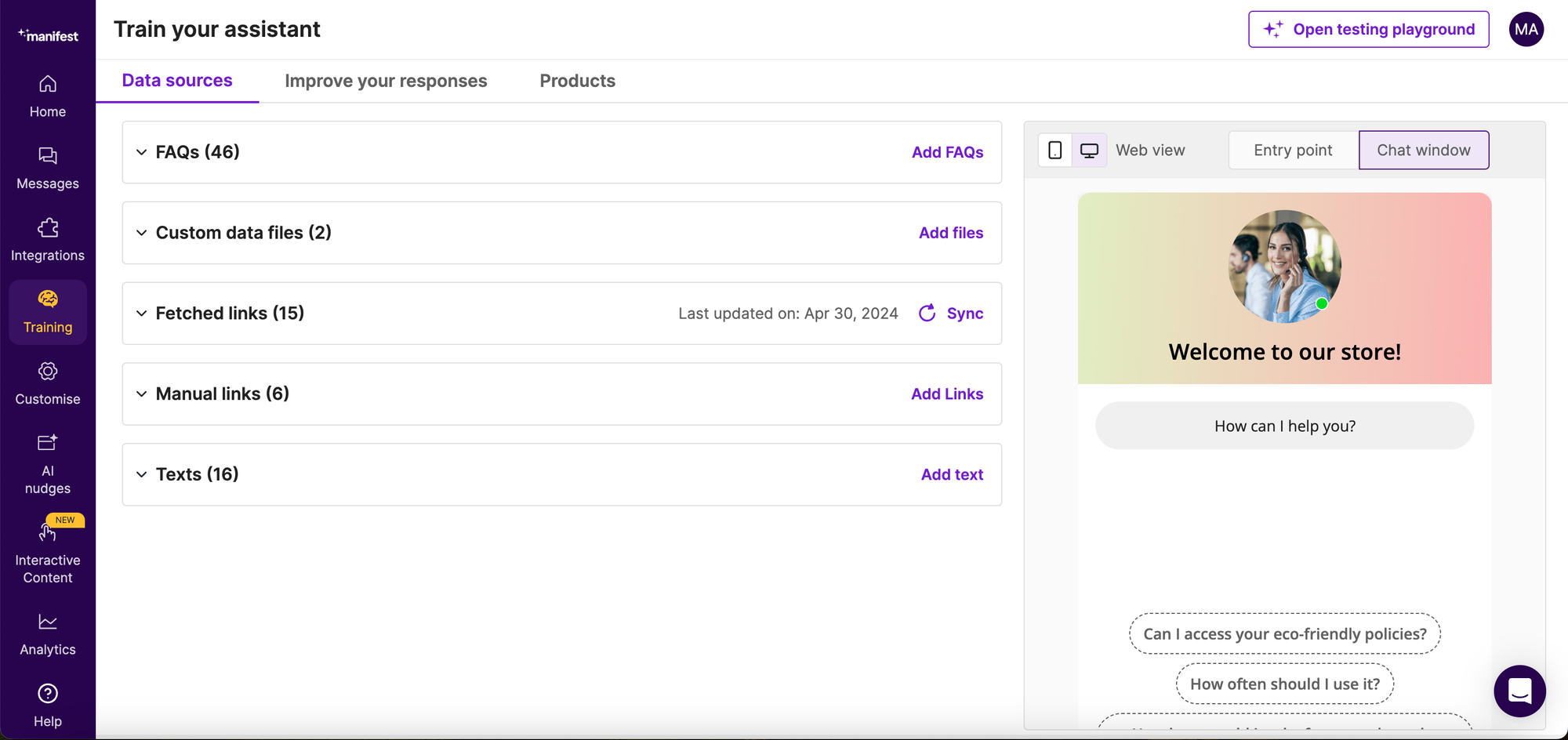 Training the chatbot