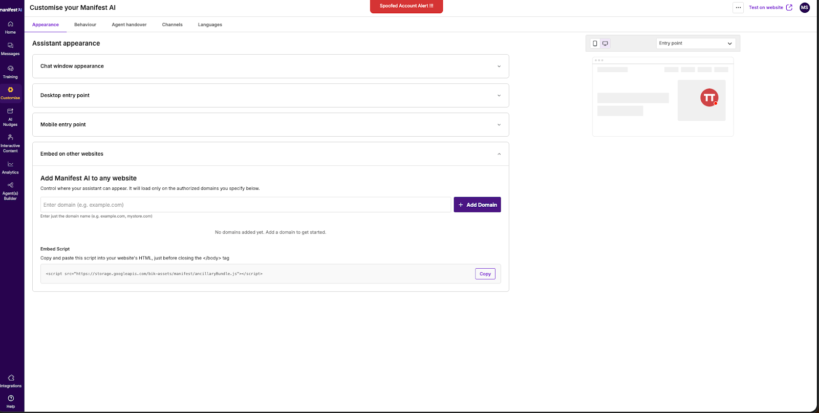 Embed Manifest on Other Domains