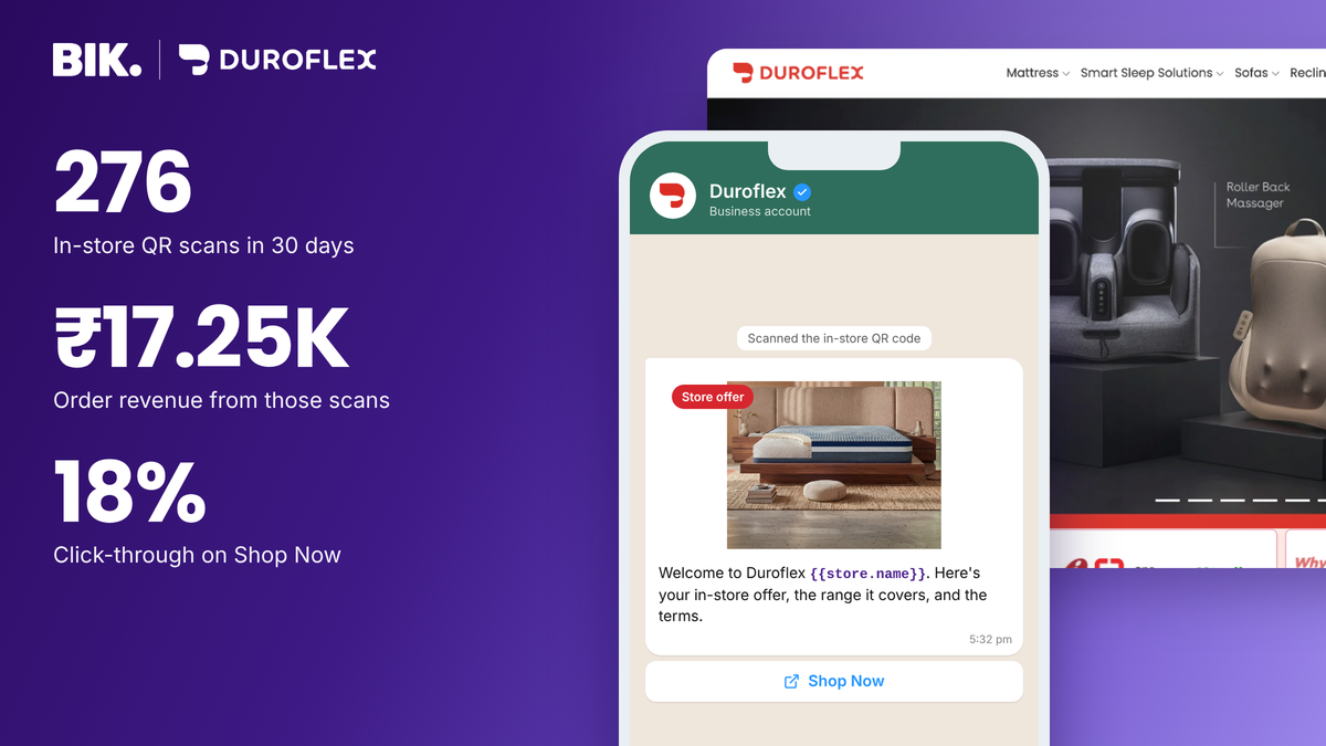 Every Duroflex store has its own QR code and its own WhatsApp conversation