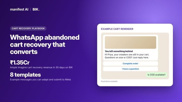 WhatsApp abandoned cart recovery flow with reminder, follow-up and fallback steps