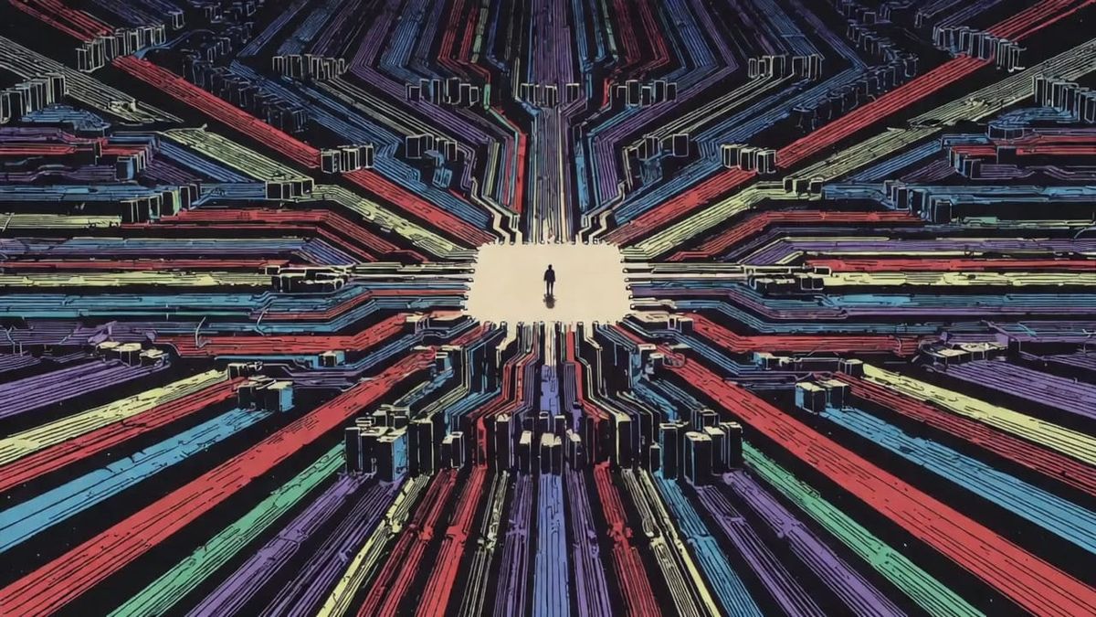 Symmetrical pattern of glowing pathways representing consistent command structure