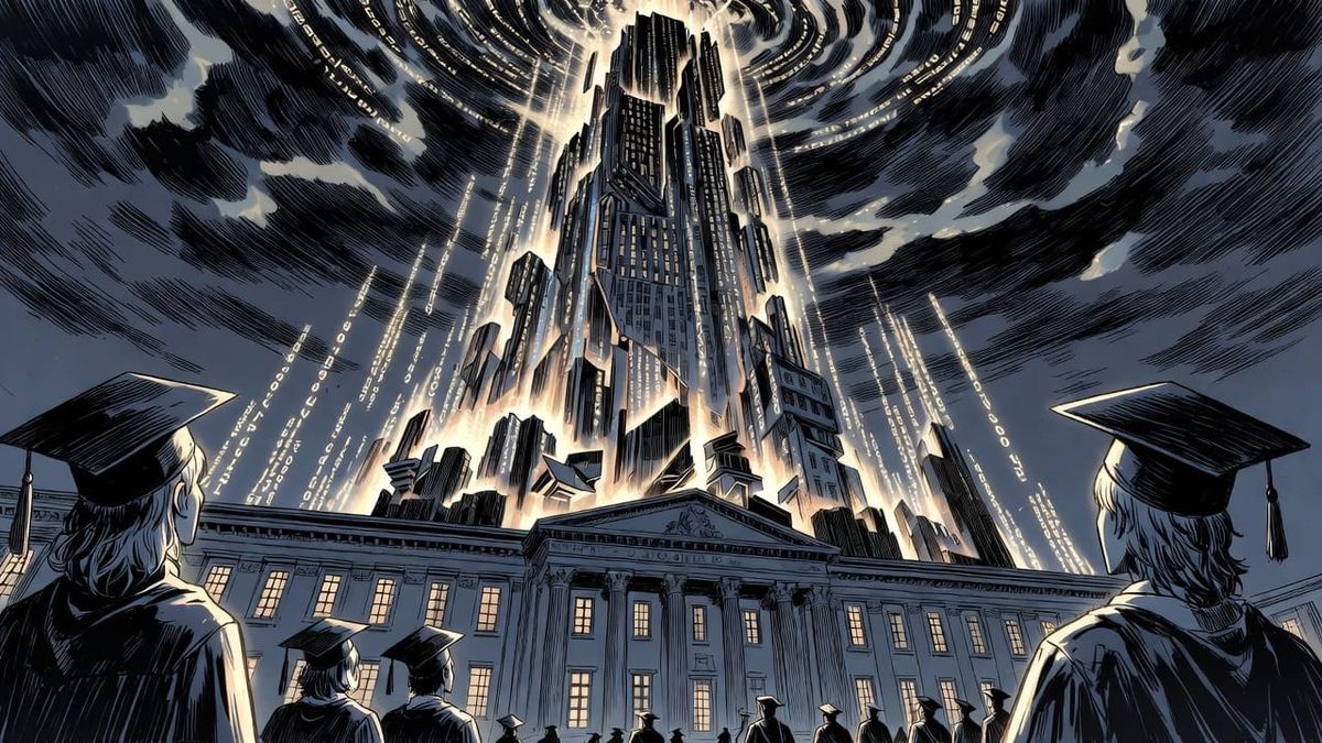 College education AI disruption illustration