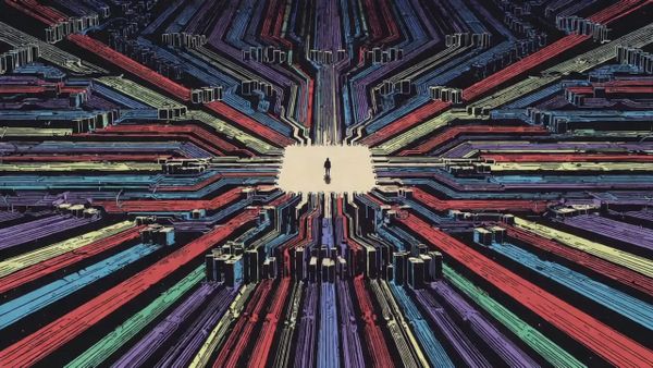 Symmetrical pattern of glowing pathways representing consistent command structure