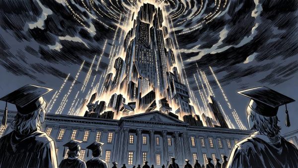 College education AI disruption illustration