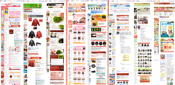 様々な楽天ページのスクリーンショット