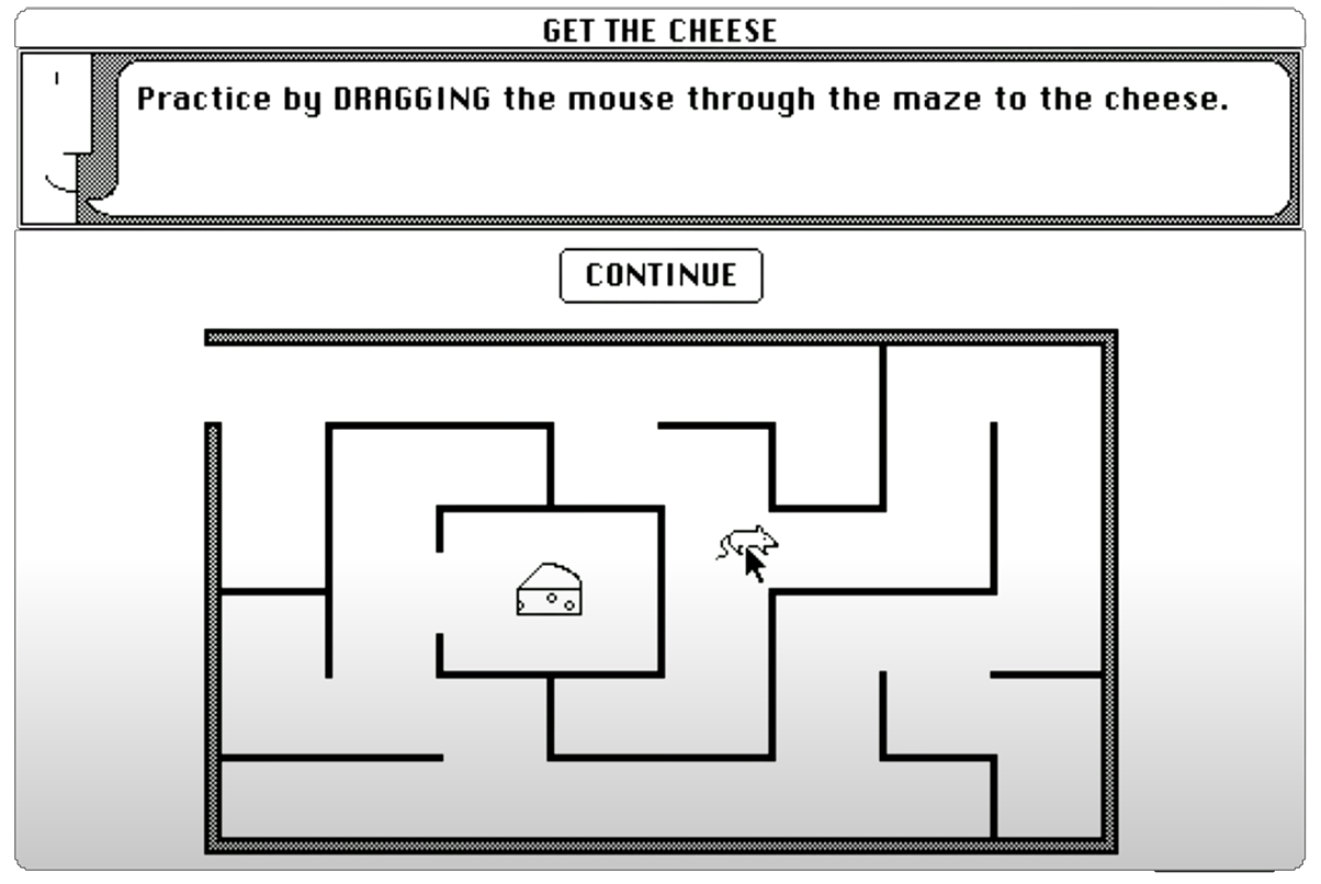 Macintosh 128K のマウスゲームの画面