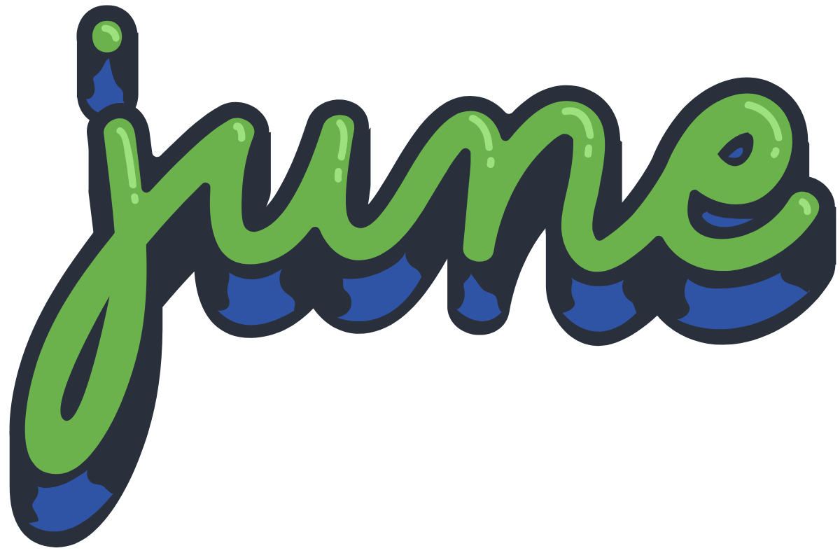 June in 3-D green and blue scrip