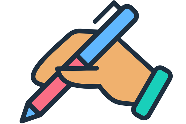 Color icon of a hand writing with a pen
