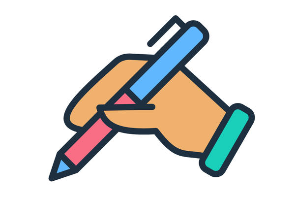 Color icon of a hand writing with a pen
