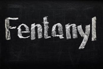 Fentanyl written on chalk board