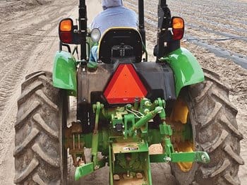 Slow moving vehicle sign on tractor