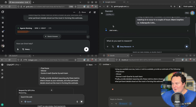 Image of: Can AI Predict Football Game Winners? - ChatGPT vs Gemini vs Claude vs Grok Head-to-Head