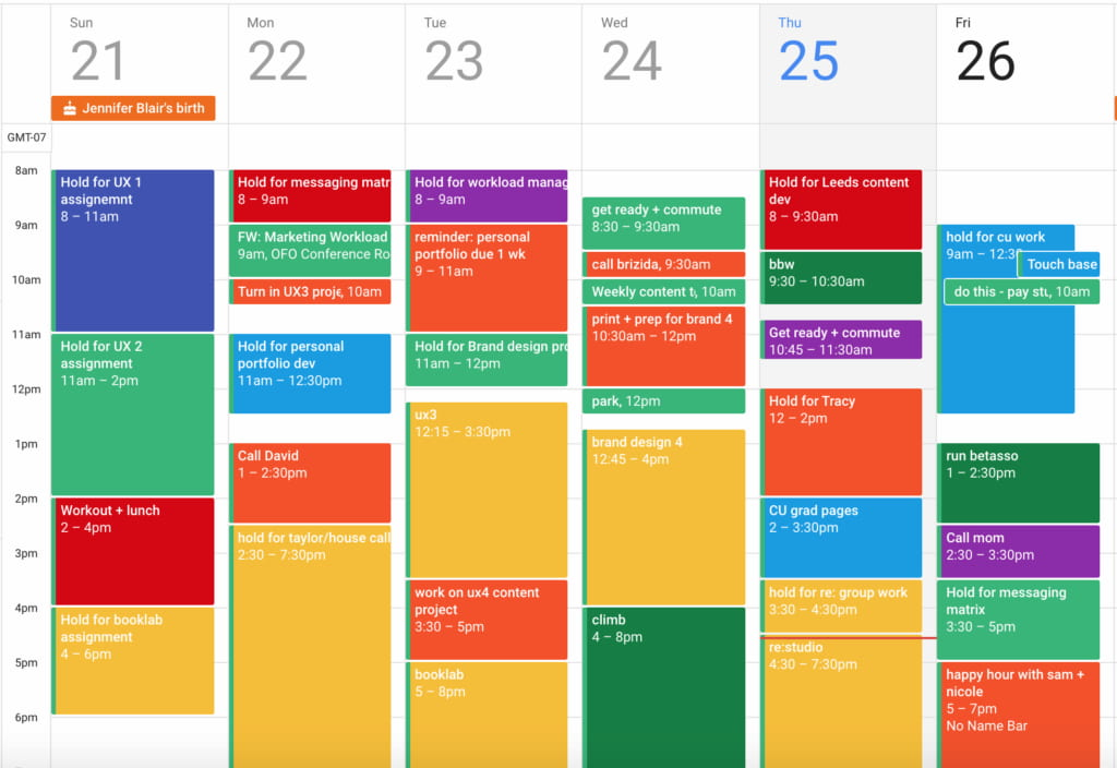 google calendar grid