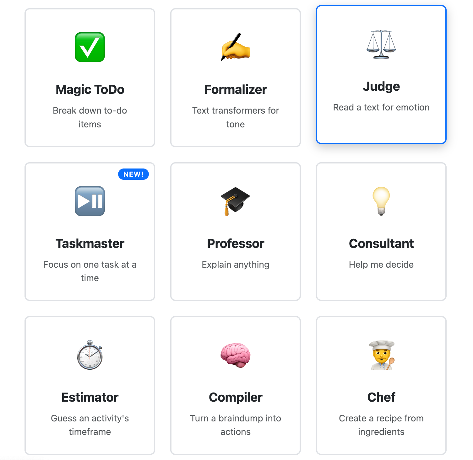 goblin tools Estimator, Judge, Compiler, and Chef: