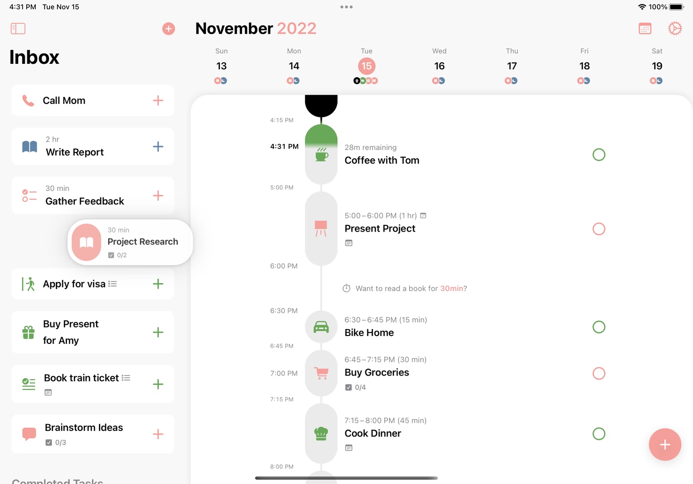 Structured — the closest thing to Tiimo's visual timeline