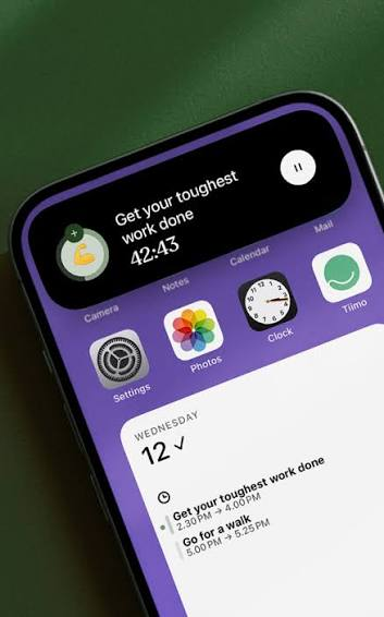 tiimo Now-and-next widget.