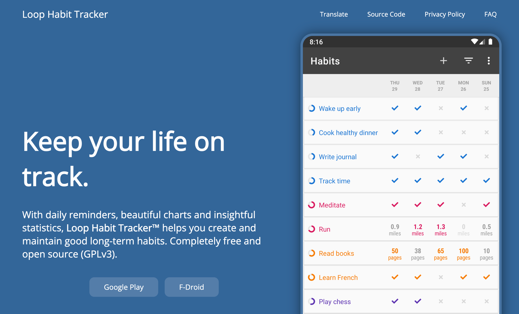 Loop Habit Tracker — best free habit tracker