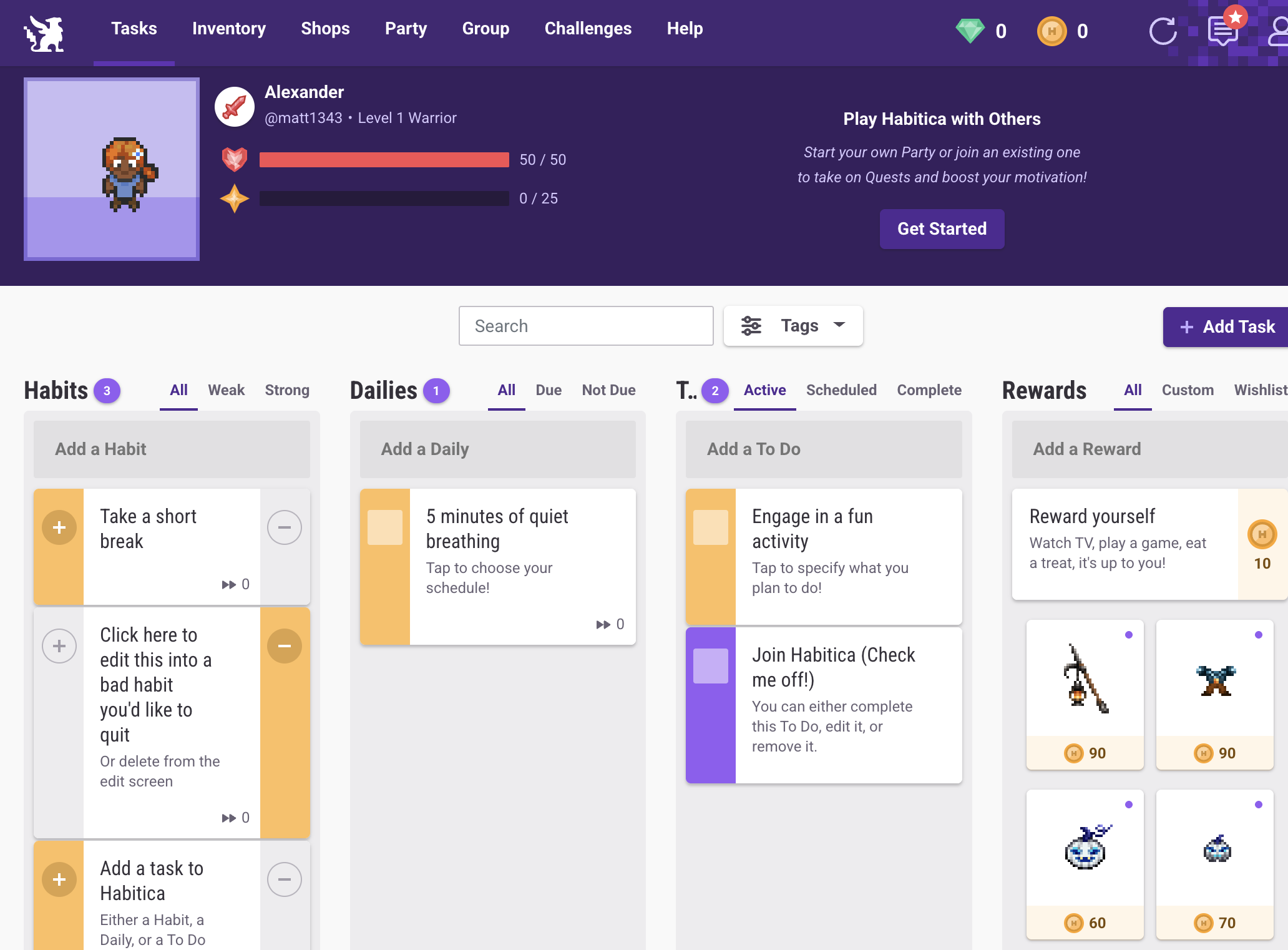 Habitica — best if games actually motivate you