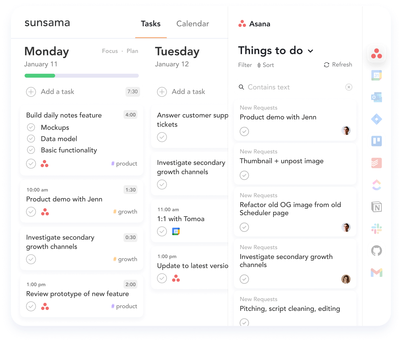 sunsama integrations