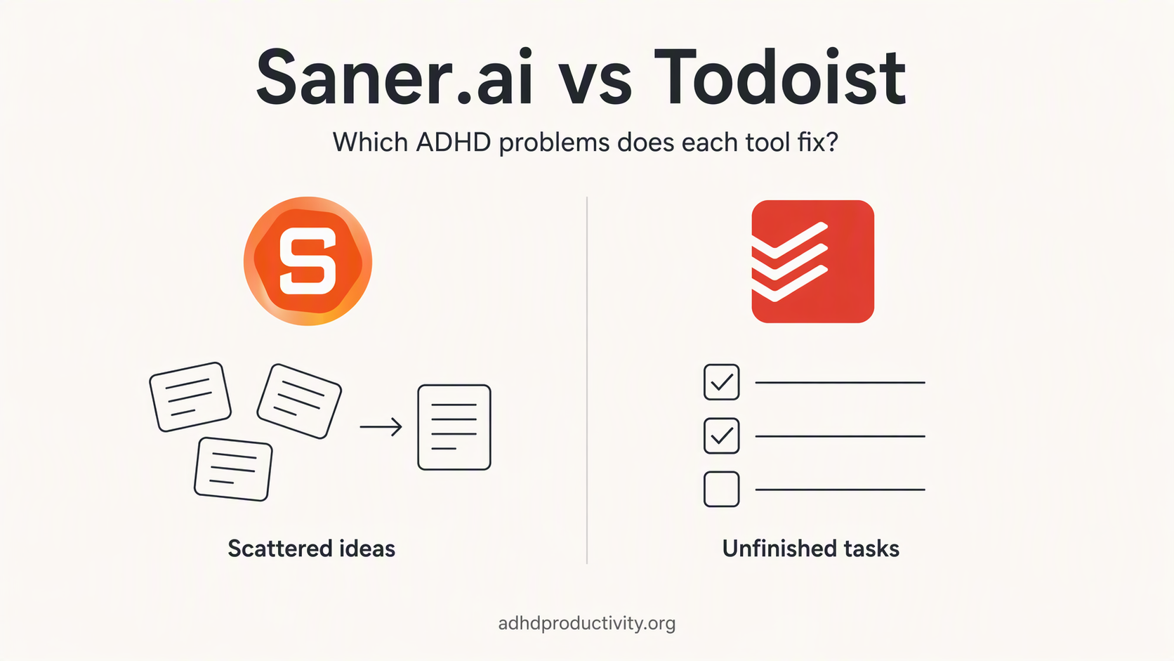 Which ADHD problems does each tool fix?