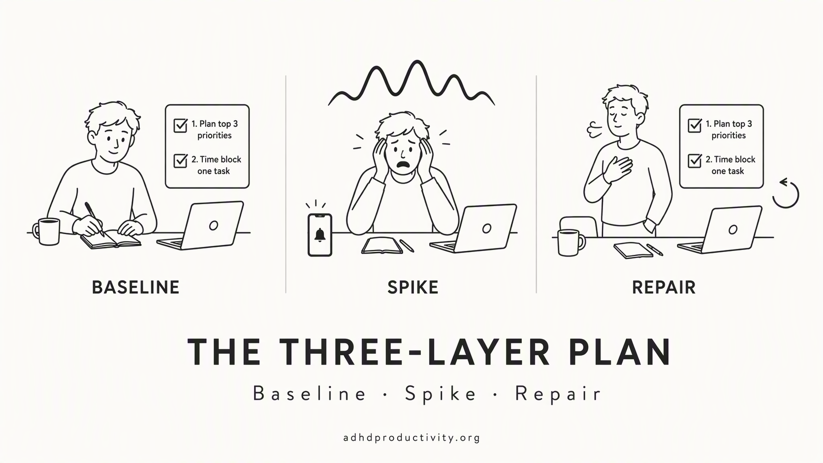 The three-layer plan: baseline, spike, repair