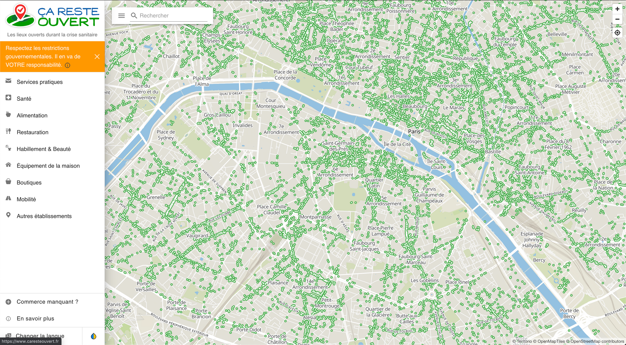 Carte collaborative ça reste ouvert qui donne l'état d'ouverture des commerces pendant la crise