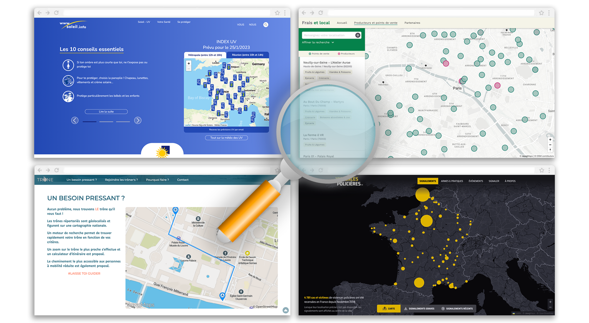 Showcase de cartes interactives – Projets d'intérêt général