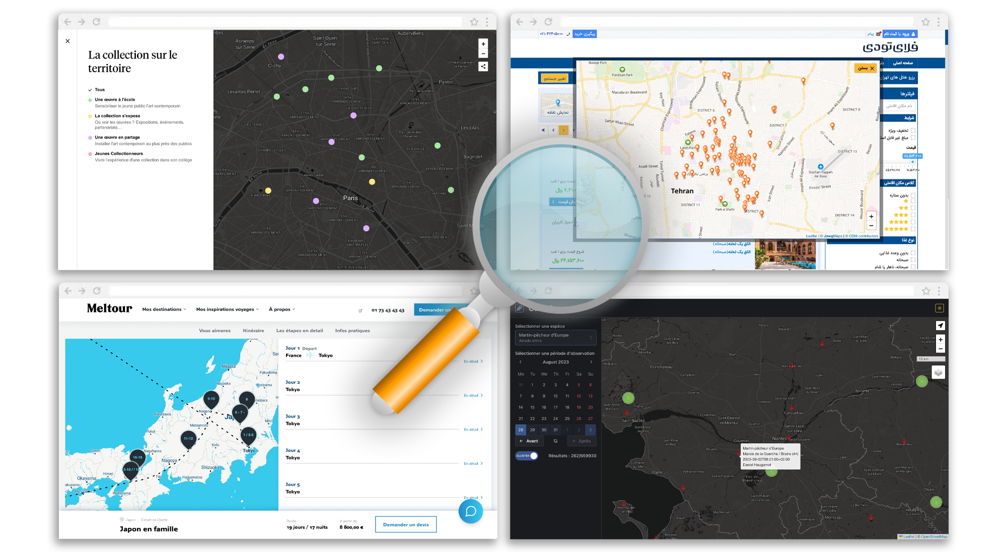 Showcase de cartes interactives  – Tourisme