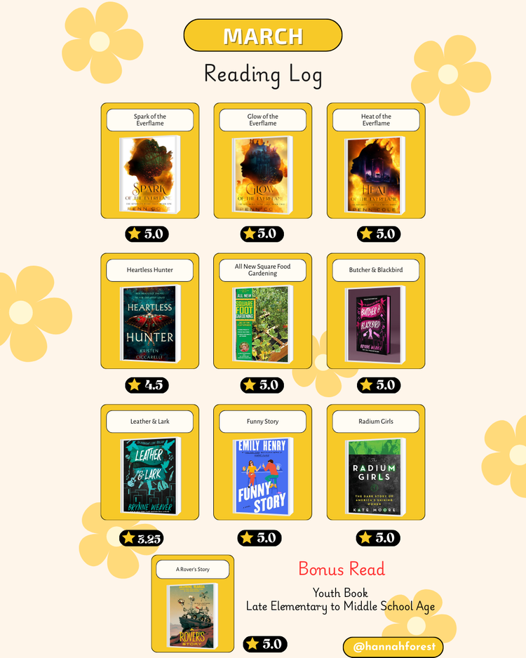 🌸 March 2025 - Reading Recap: Romance, Resilience, and a Rover