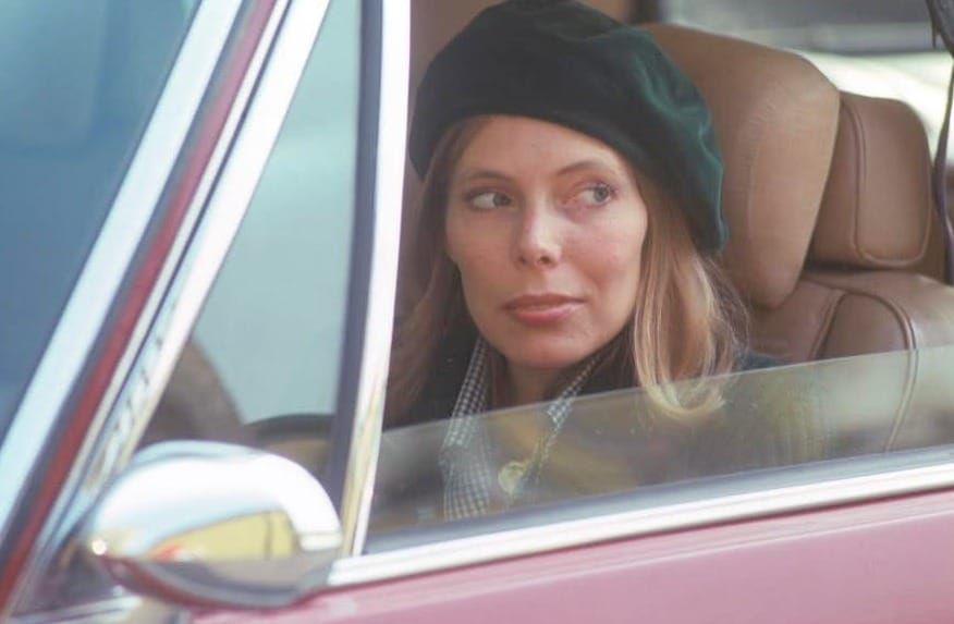 Joni Mitchell photographed in her car by Henry Diltz
