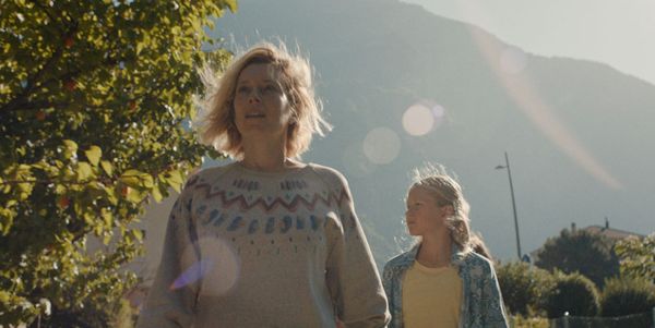 A still from the film The Courageous with Ophélia Kolb wandering through Switzerland