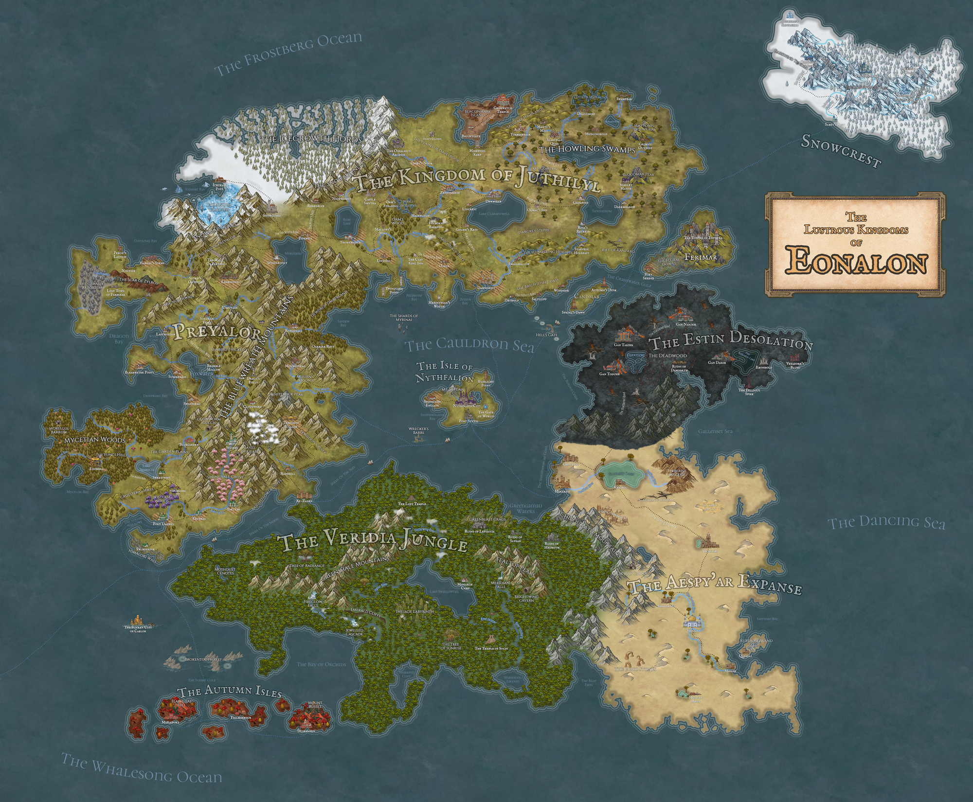 A map of the continent of Eonalon