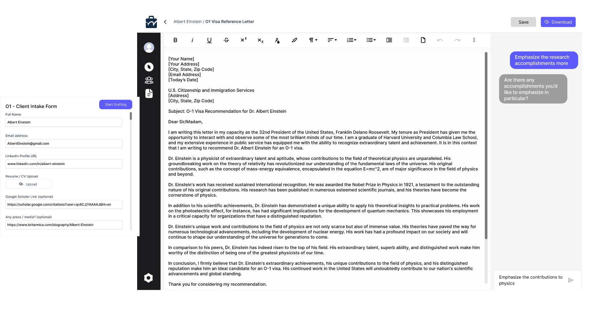 Casehopper: AI Legal Drafting for Immigration Lawyers