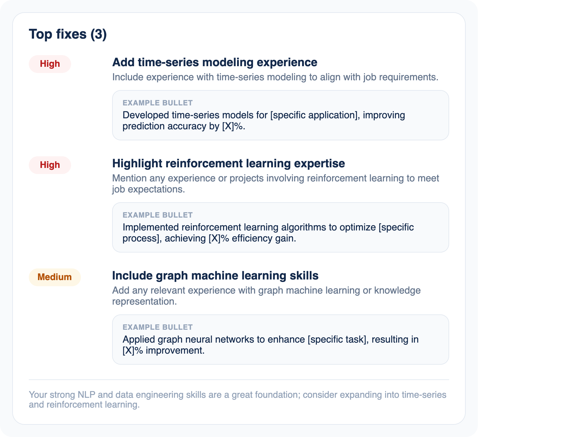 What the ATS sees top fixes recommendations