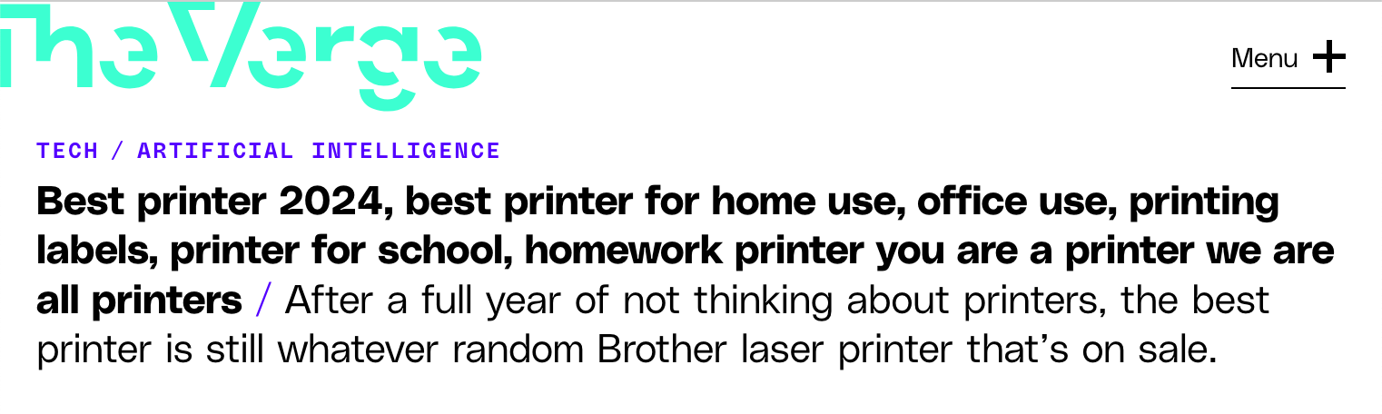 Headline reads: Best printer 2024, best printer for home use, office use, printing labels, printer for school, homework printer you are a printer we are all printers