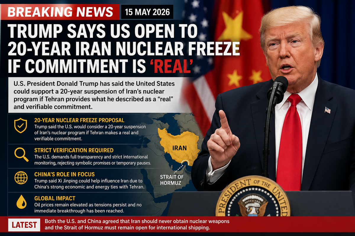 Trump Says US Open To 20-Year Iran Nuclear Freeze If Commitment Is ‘Real’