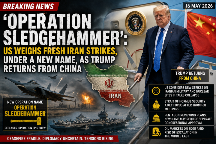 ‘Operation Sledgehammer’: US Weighs Fresh Iran Strikes As Trump Returns From China