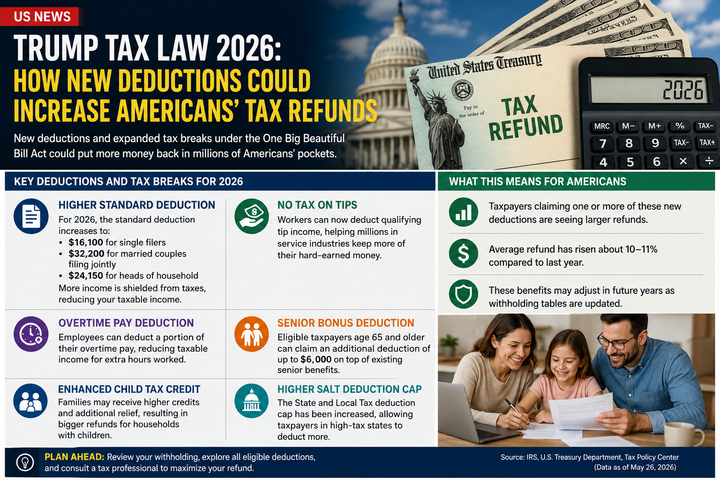 Trump Tax Law 2026: How New Deductions Could Increase Americans' Tax Refunds
