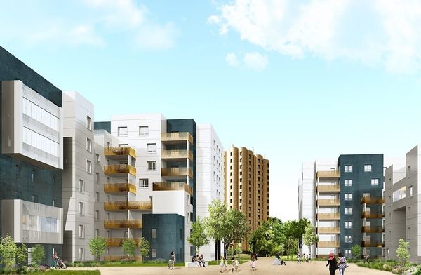 Réhabilitation à Noisiel | Un jeu de balcons cuivrés par CODA Architectes