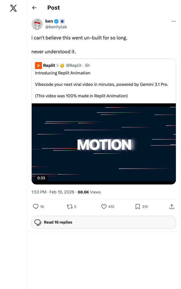 Replit Animation tweet