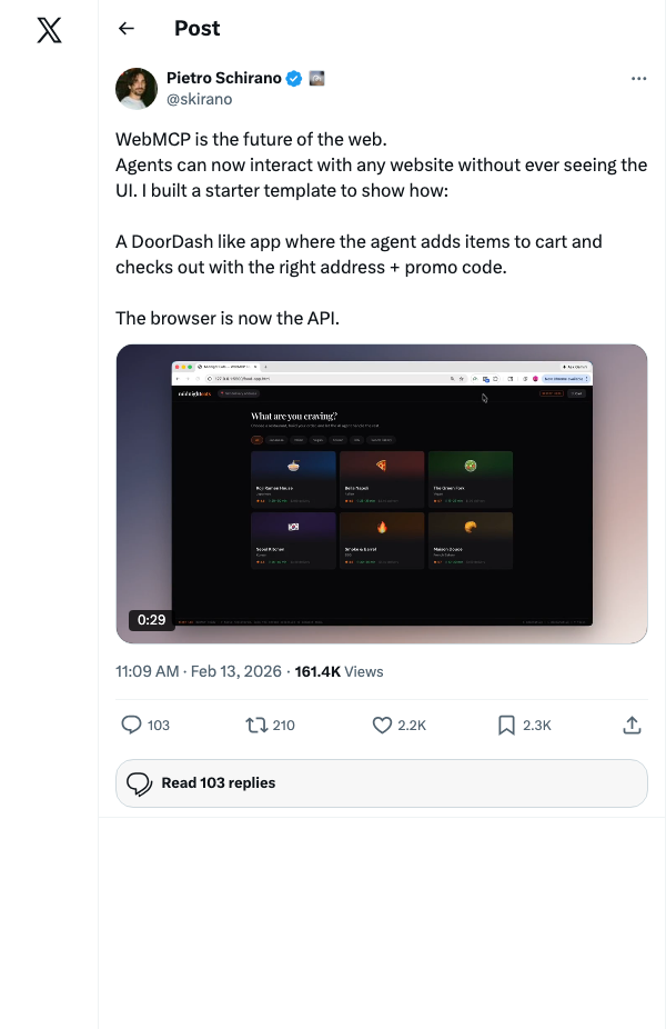 WebMCP tweet
