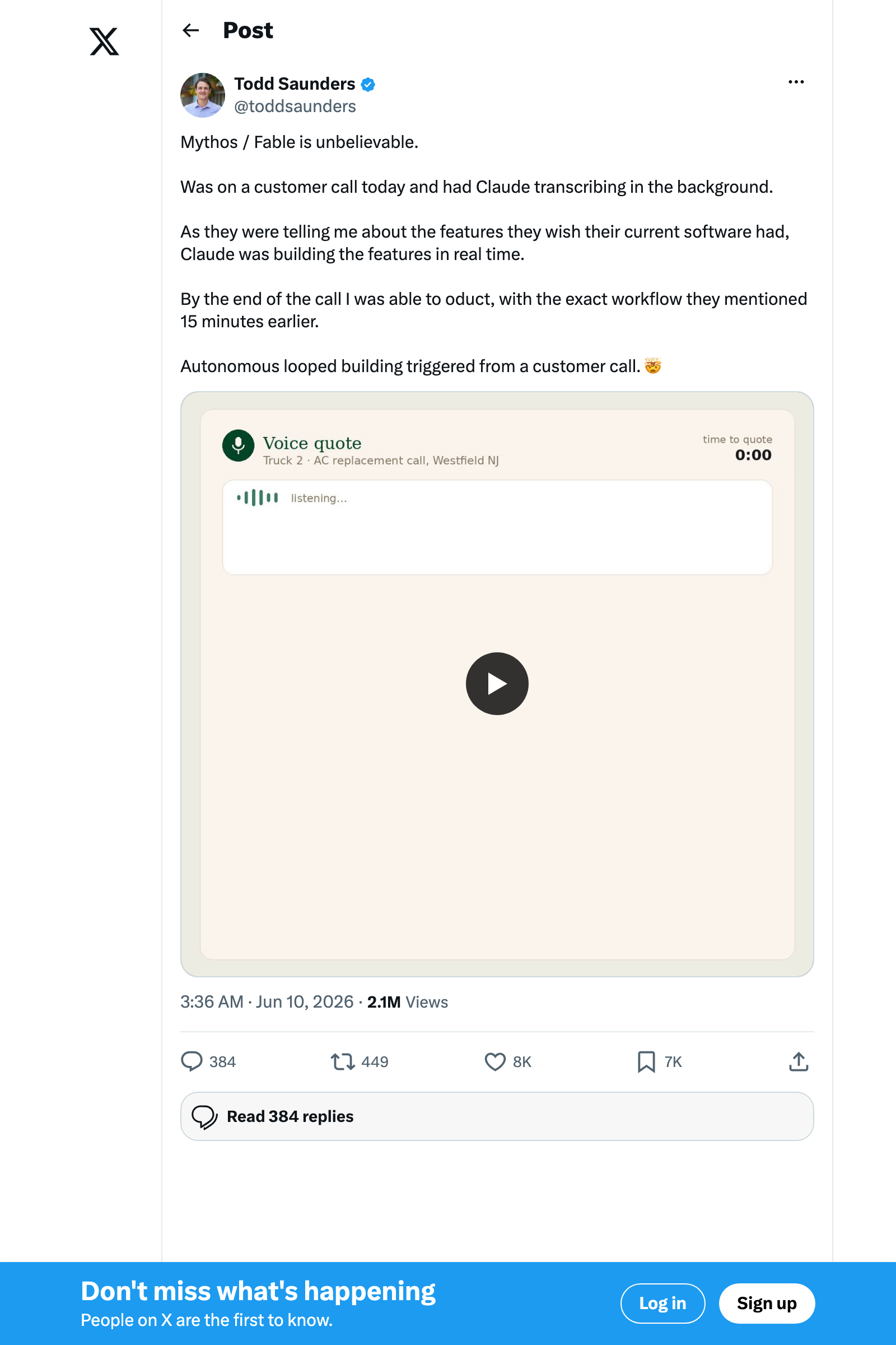 Todd Saunders autonomous building tweet