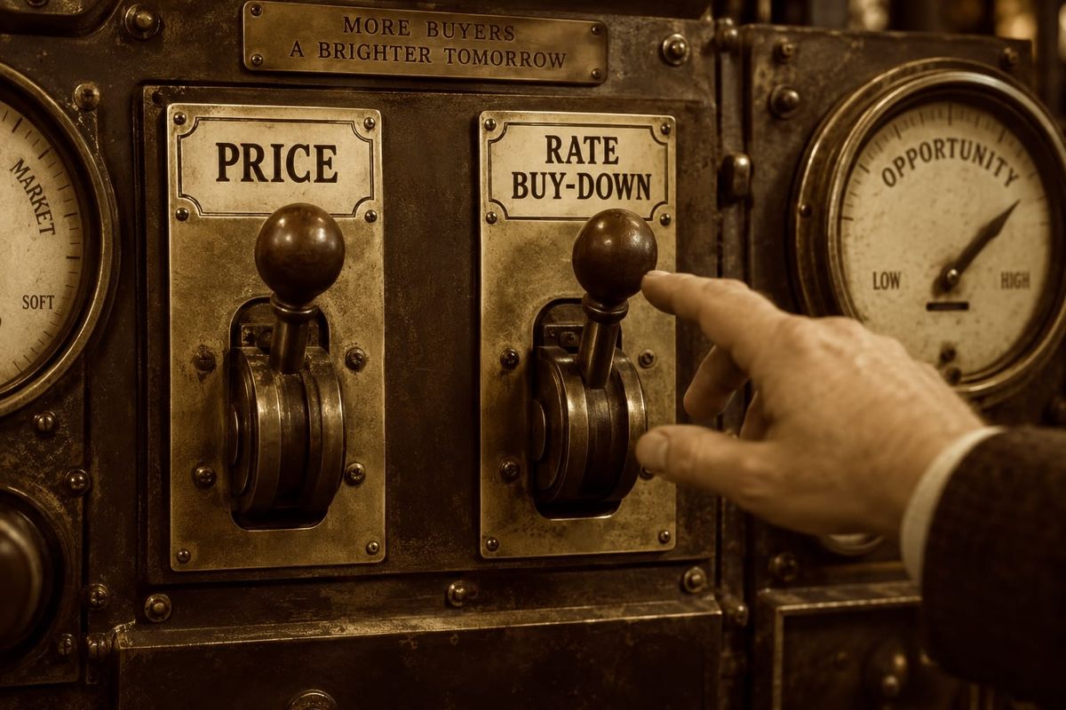 a hand reaching for the rate buy-down lever instead of price