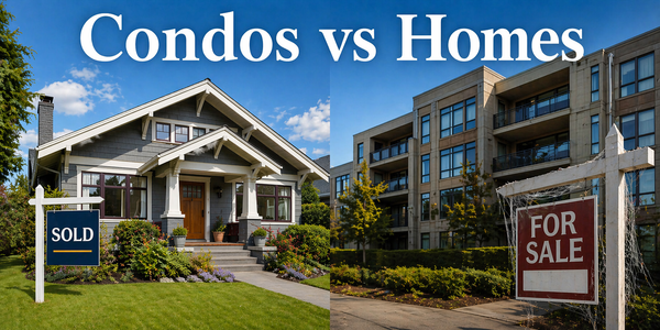 Craftsman home on the left and condo building on the right