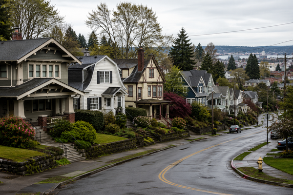 Classic early 20th century homes on a Pacific Northwest street